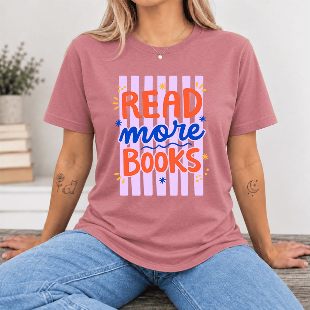 Read More Books Ultra-Soft Cotton T-Shirt | Reader Gift Mauve