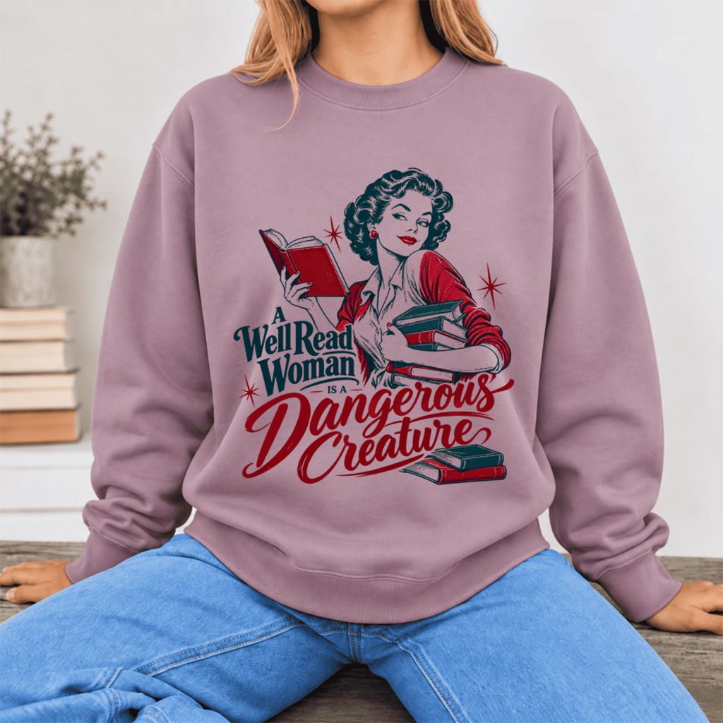 A Well Read Woman Is A Dangerous Creature Softstyle Sweatshirt | Reader Gift Paragon