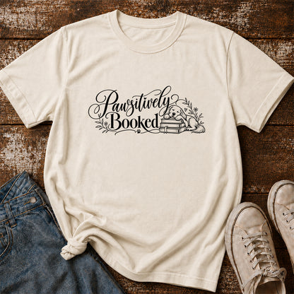 Pawsitively Booked Cotton T-Shirt | Dog Lover & Reader Gift Natural