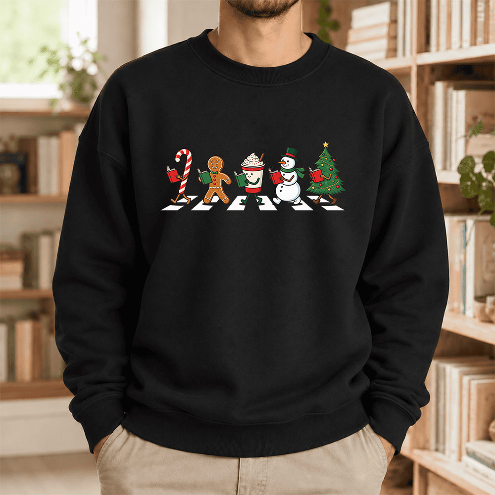 Christmas Reading Parade Softstyle Sweatshirt | Christmas Gift For Readers Black