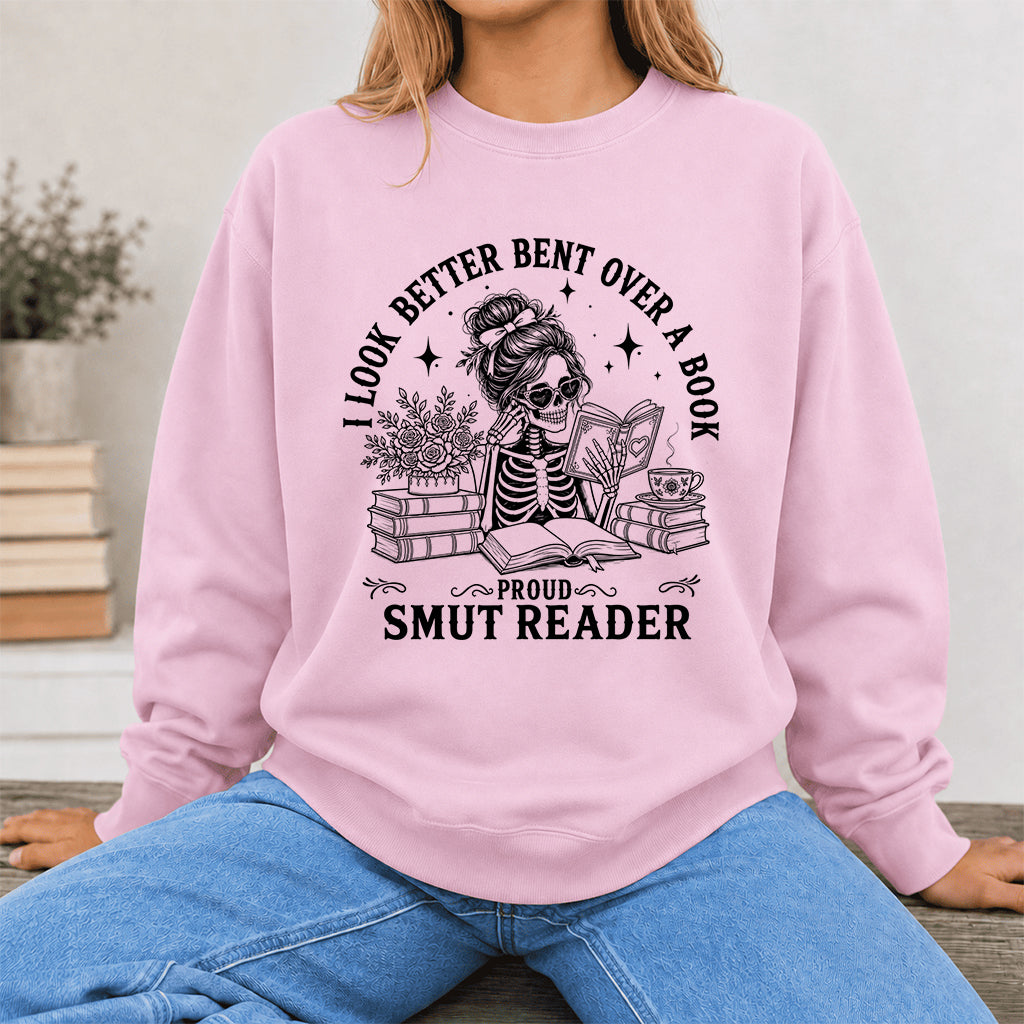 I Look Better Bend Over A Book Crewneck Sweatshirt | Reader Gift Light Pink