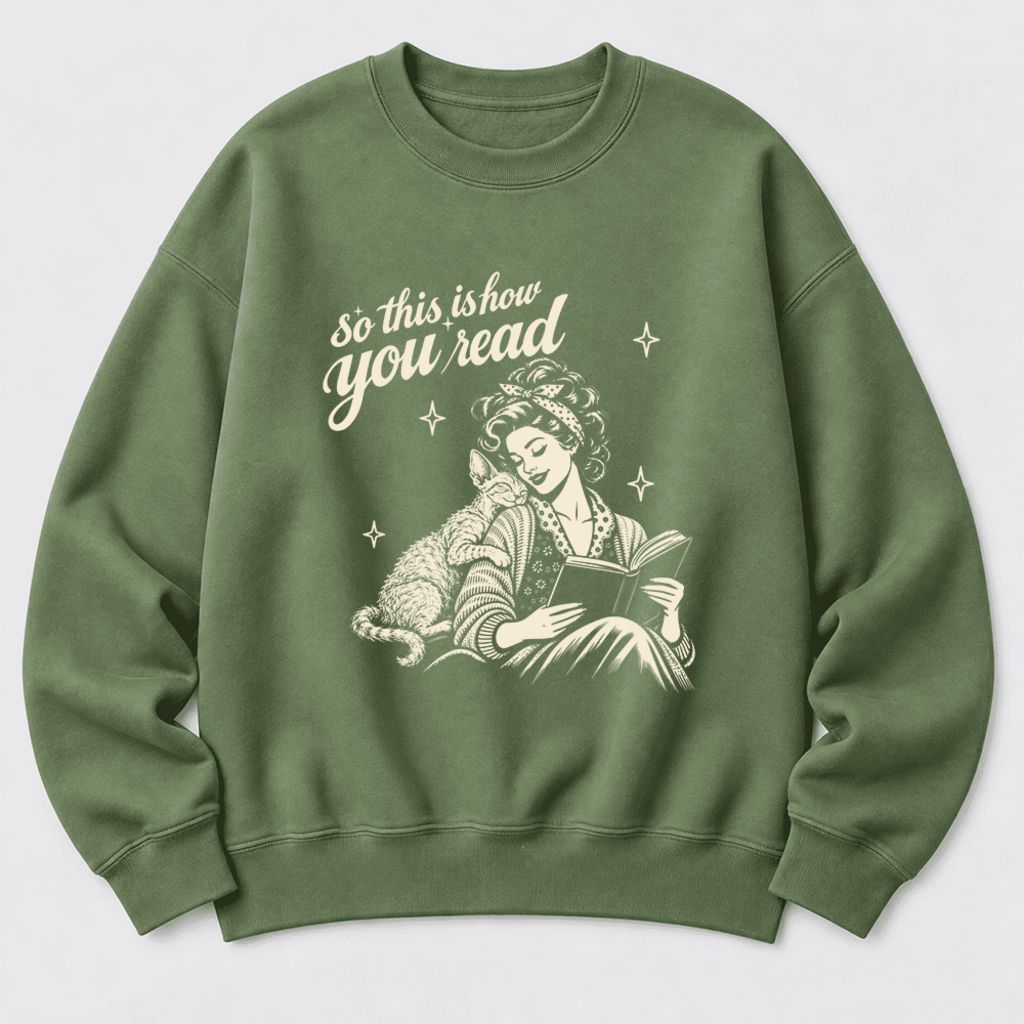 How You Read Devon Rex Softstyle Sweatshirt | Cozy Cat Lover & Reader Gift Military Green