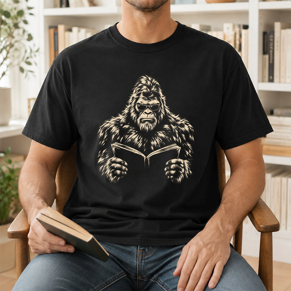 Big Foot Reading Book Softstyle T-Shirt | Book Lover Gift Black