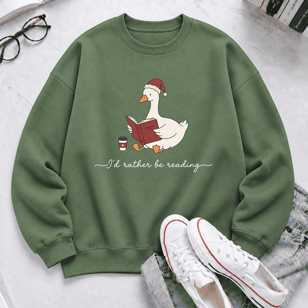 I'D Rather Be Reading Softstyle Sweatshirt | Christmas Book Lover Gift Military Green