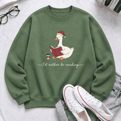 I'D Rather Be Reading Softstyle Sweatshirt | Christmas Book Lover Gift Military Green