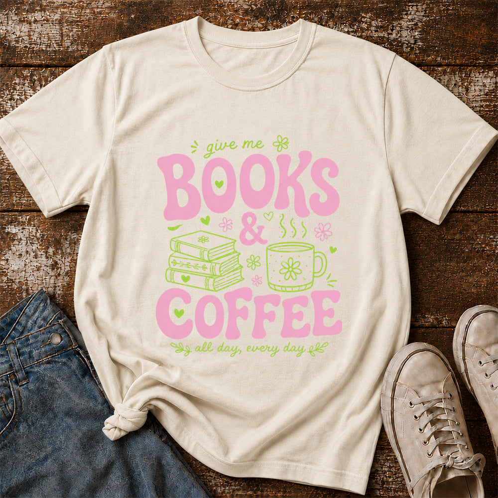 Books and Coffee Softstyle T-Shirt | Book Lover Gift Natural