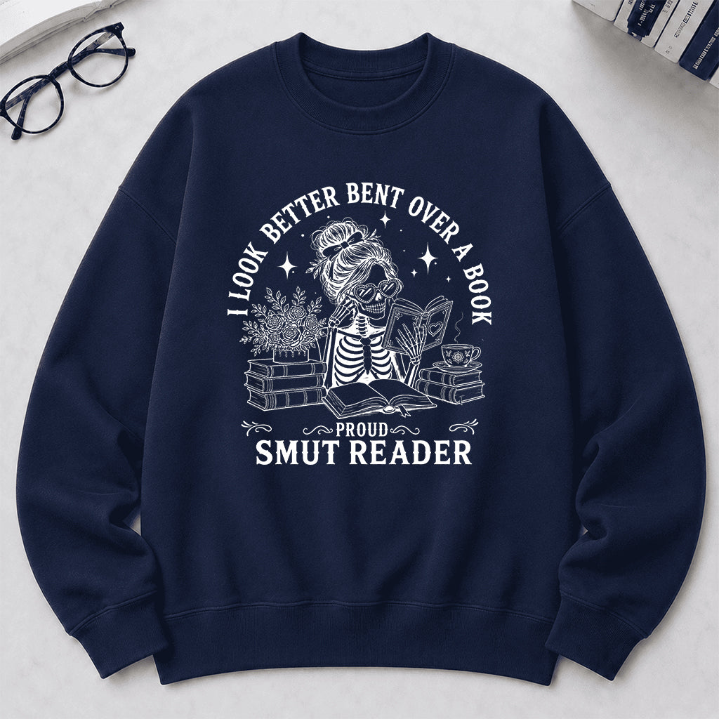 I Look Better Bend Over A Book Crewneck Sweatshirt | Reader Gift Navy
