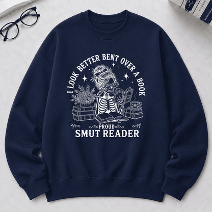I Look Better Bend Over A Book Crewneck Sweatshirt | Reader Gift Navy