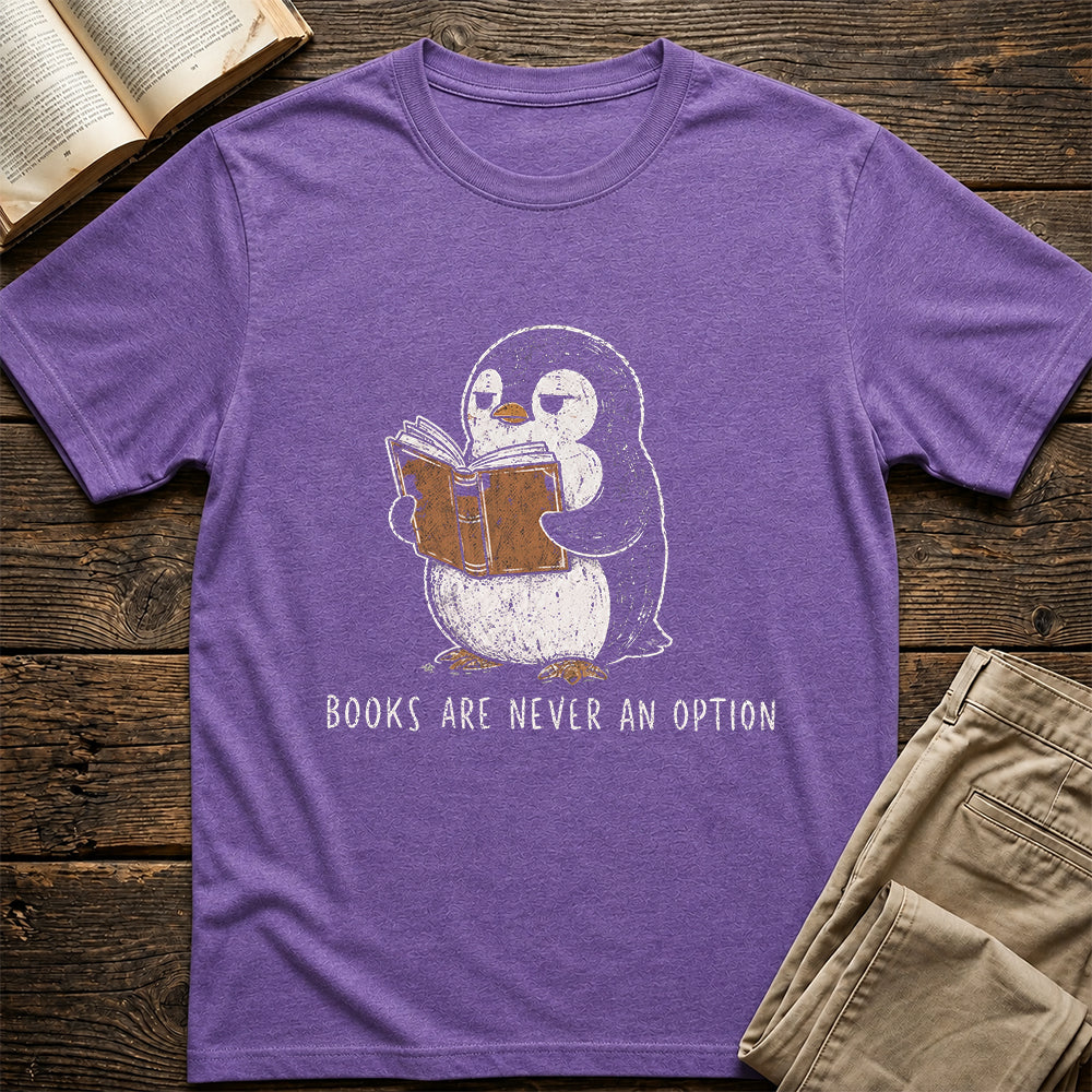 Books Are Never An Option Softstyle T-Shirt | Book Lover Gift Heather Purple