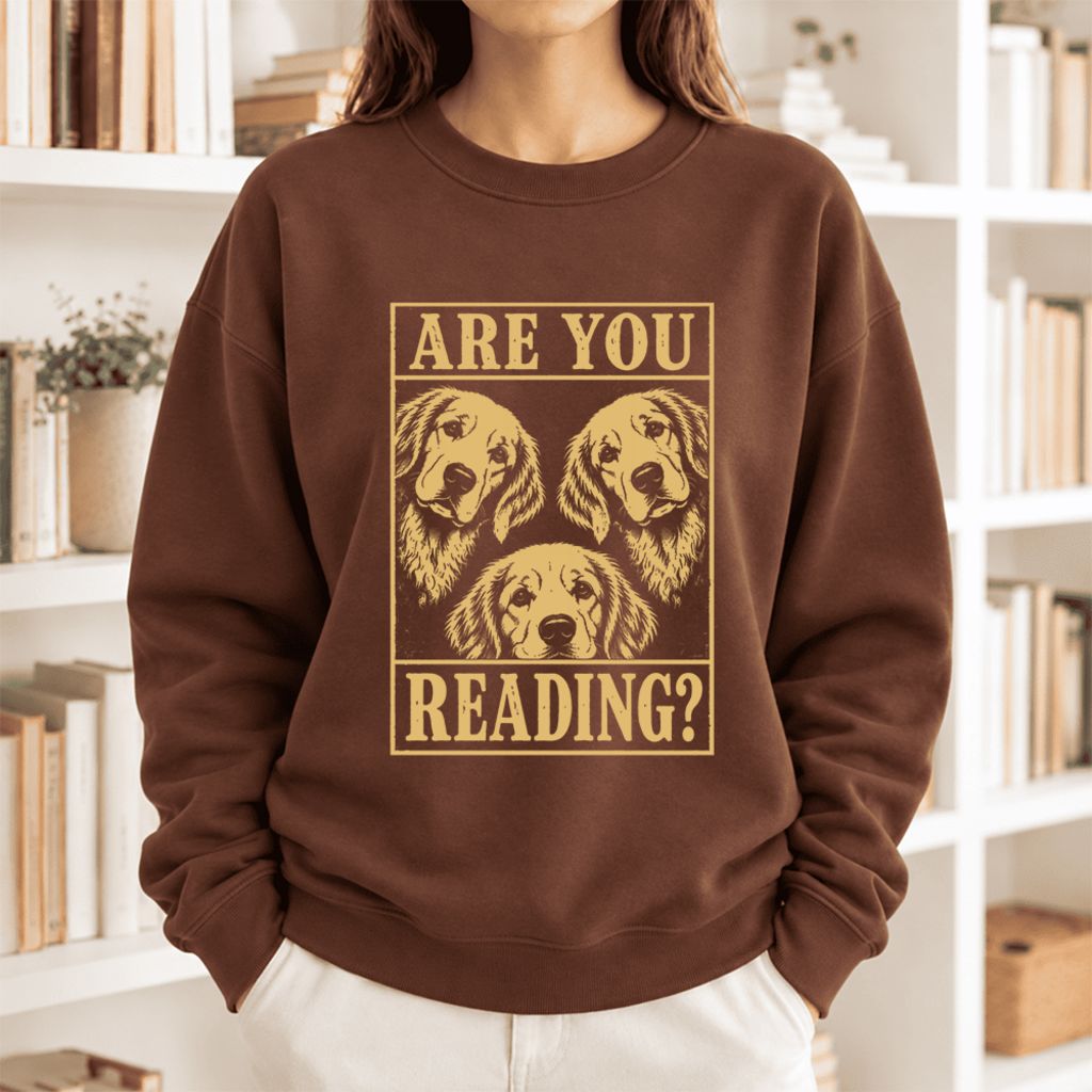 Are You Reading Golden Retriever Softstyle Sweatshirt | Dog Mom Reader Gift Cocoa