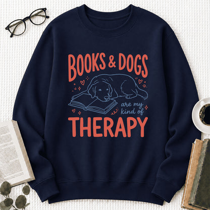 Give Me Books & Dogs Crewneck Sweatshirt | Dog Lover & Reader Gift Navy