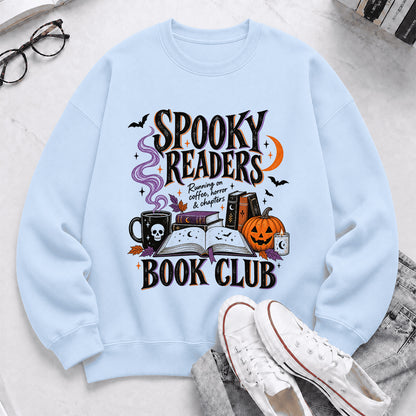 Spooky Readers Book Club Printed Sweatshirt | Halloween Book Lover Gift Light Blue