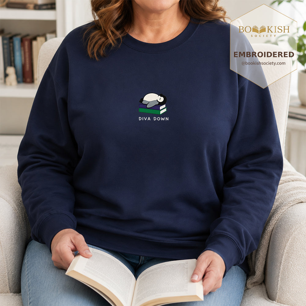 Diva Down Penguin Embroidered Sweatshirt | Reader Gift Navy