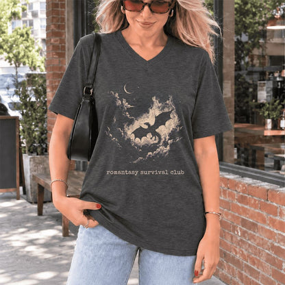 Romantasy Survival Club Ultra-Soft V-Neck | Fantasy Book Lover Gift Dark Grey Heather