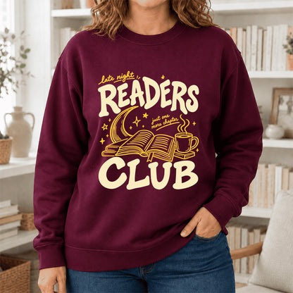 Late Night Readers Club Crewneck Sweatshirt | Reader Gift Maroon