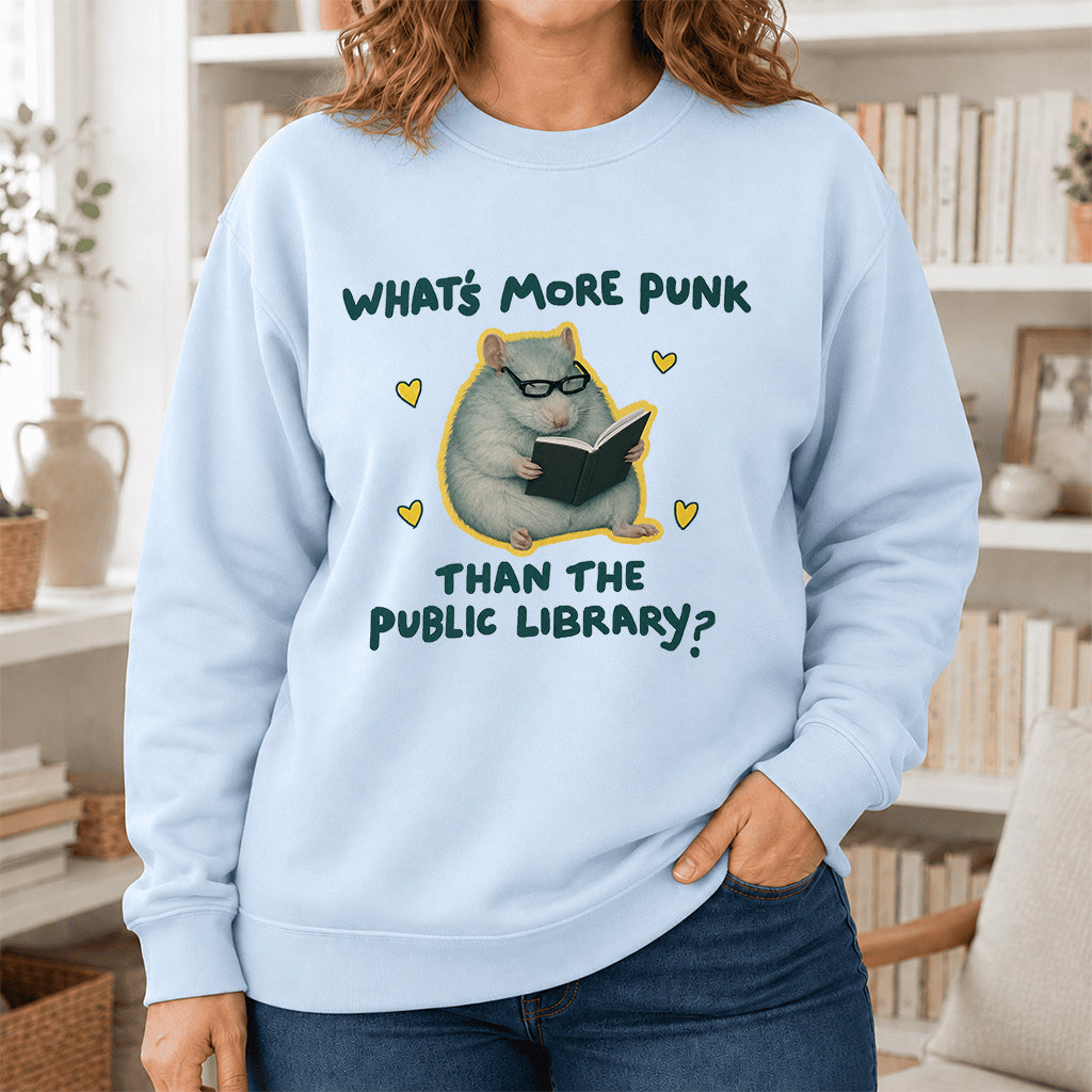 What's More Punk Crewneck Sweatshirt | Reader Gift Light Blue