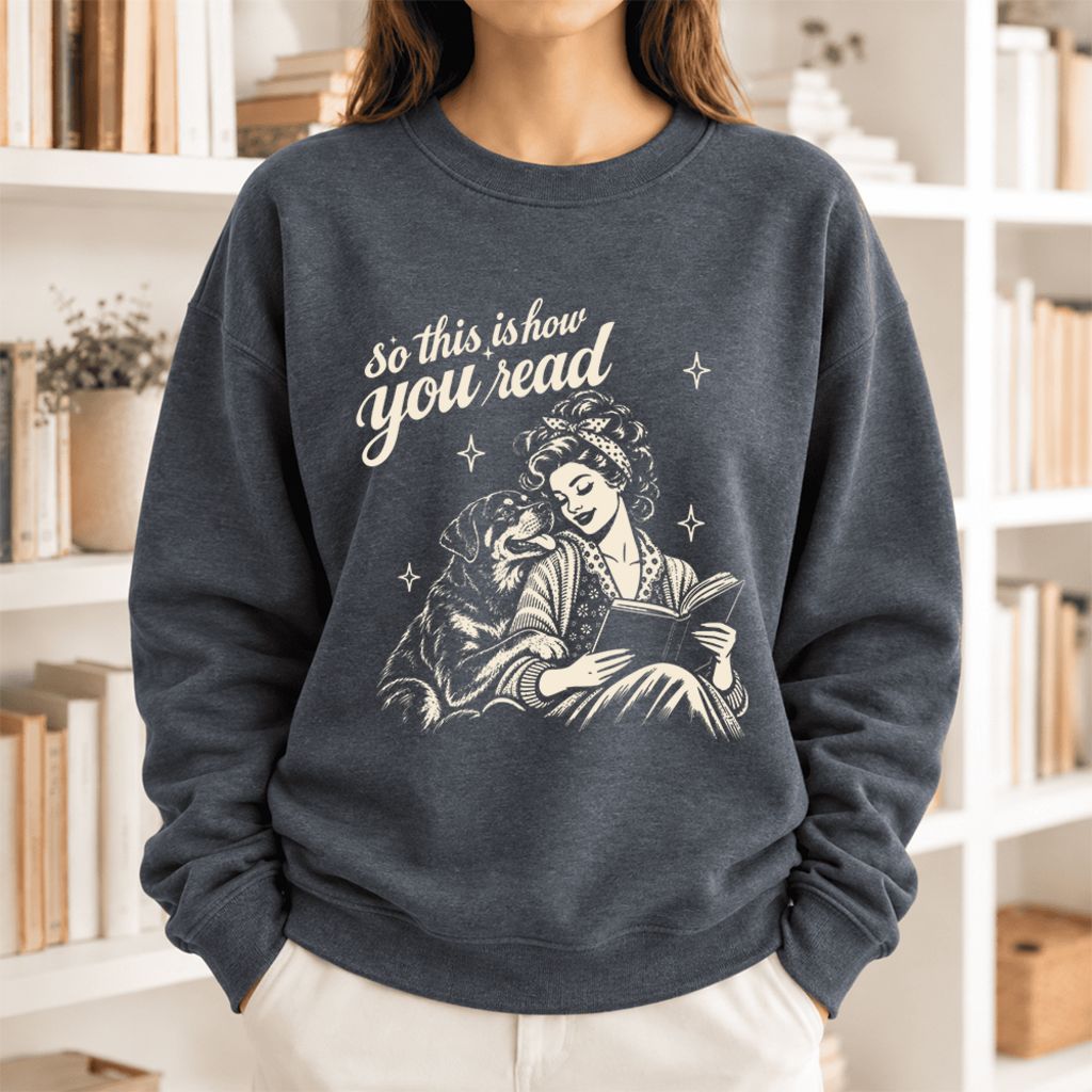 How You Read Rottweiler Softstyle Sweatshirt | Cozy Dog Mom Reader Gift Dark Heather