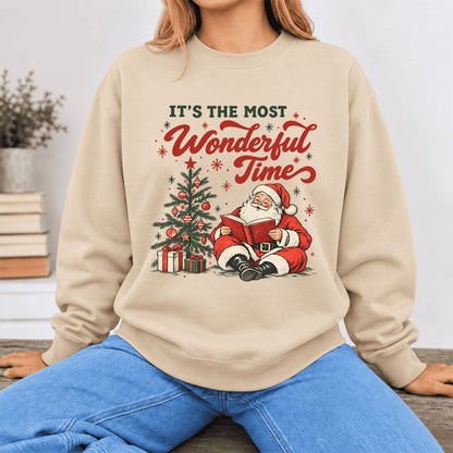 It’S The Most Wonderful Time Softstyle Sweatshirt | Christmas Book Lover Gift Sand