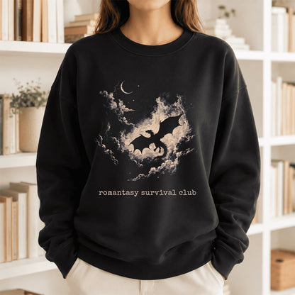 Dark Fantasy Dragon Clouds Crewneck Sweatshirt | Reader Gift Black
