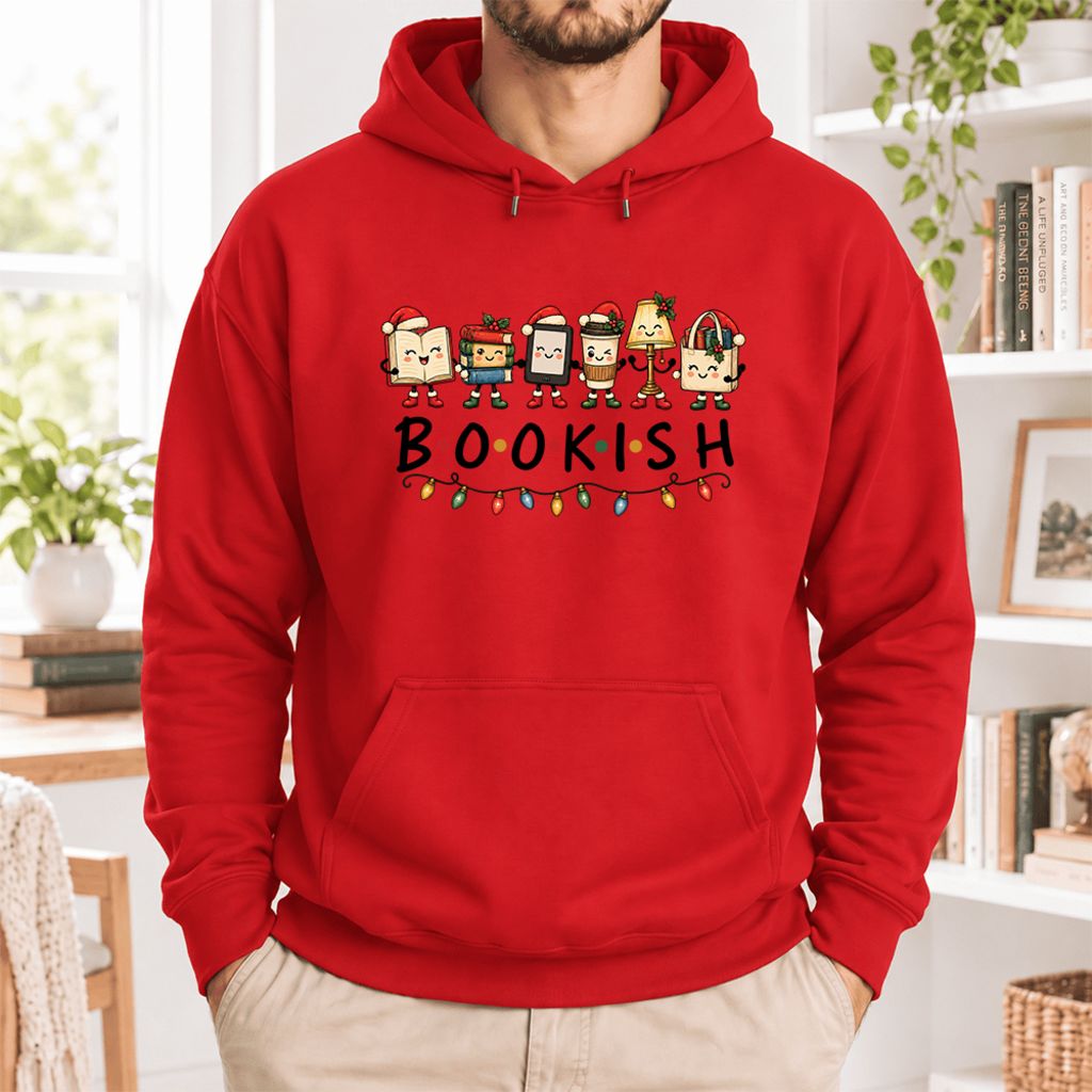 Christmas Bookish Things Softstyle Hoodie | Christmas Gift For Readers Red