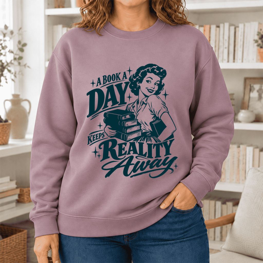 A Book A Day Keeps Reality Away Softstyle Sweatshirt | Cozy Book Lover Gift Paragon