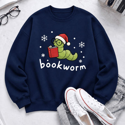 Christmas Bookworm Softstyle Sweatshirt | Christmas Book Lover Gift Navy