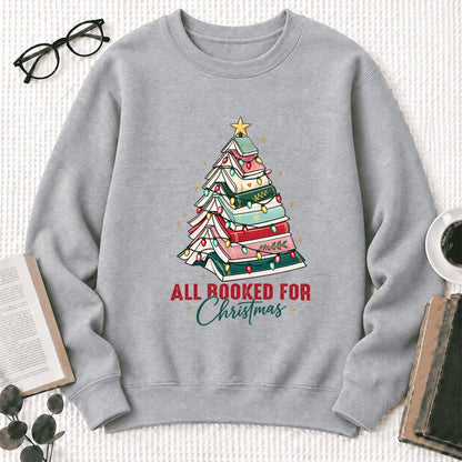 All Booked For Christmas Softstyle Sweatshirt | Christmas Book Lover Gift Sport Grey