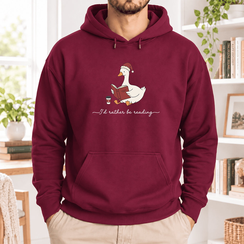 I'd Rather Be Reading Softstyle Hoodie | Christmas Book Lover Gift Maroon
