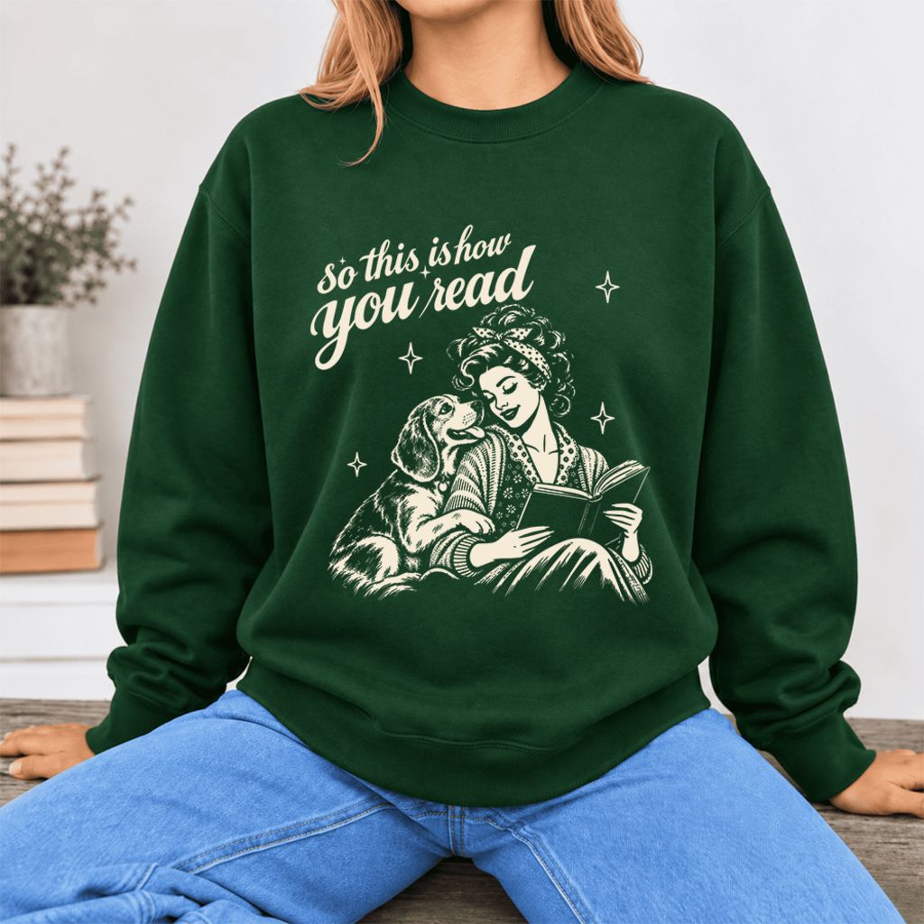 How You Read Beagle Softstyle Sweatshirt | Cozy Dog Mom Reader Gift Forest Green
