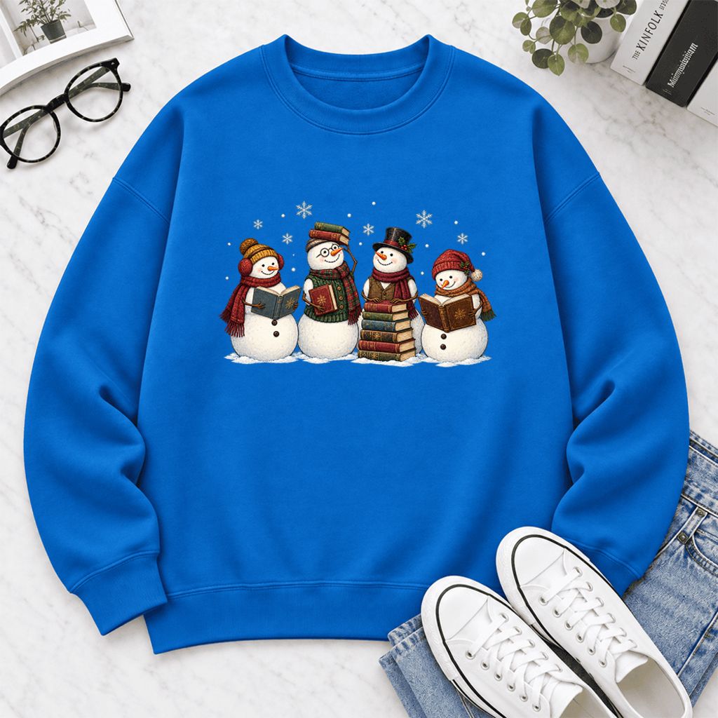 Bookish Snowman Club Softstyle Sweatshirt | Christmas Book Lover Gift Royal