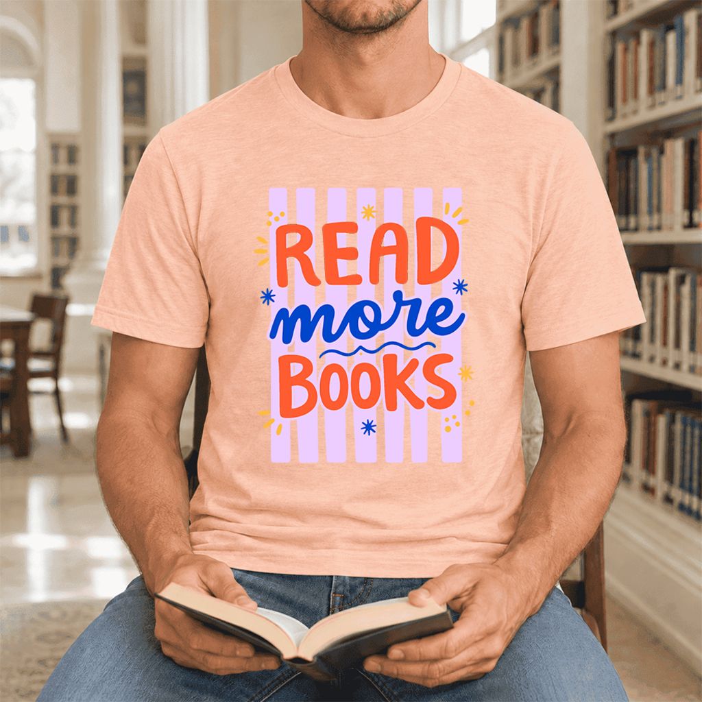 Read More Books Ultra-Soft Cotton T-Shirt | Reader Gift Heather Peach