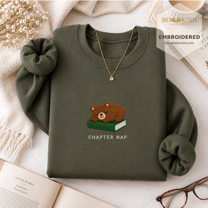 Chapter Nap Embroidered Sweatshirt | Reader Gift Military Green