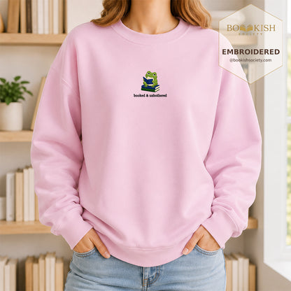 Booked and Unbothered Embroidered Sweatshirt | Reader Gift Light Pink
