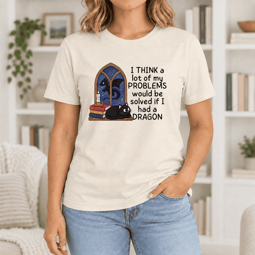 If I Could Have A Dragon Ultra-Soft Cotton T-Shirt | Fantasy Book Lover Gift Natural