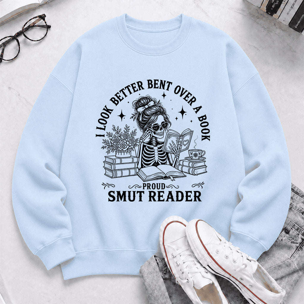 I Look Better Bend Over A Book Crewneck Sweatshirt | Reader Gift Light Blue