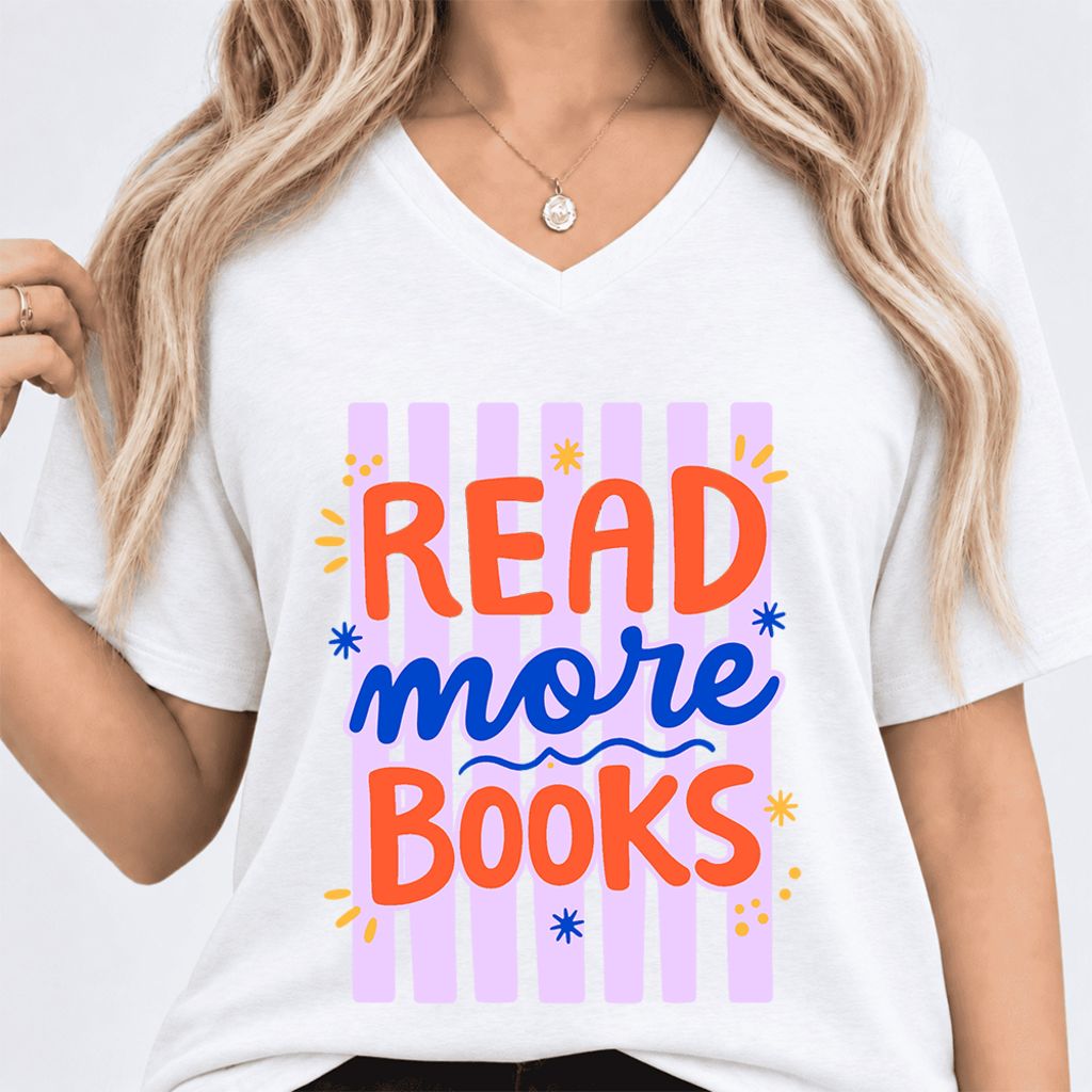 Read More Books Ultra-Soft V-Neck | Energizing Book Lover Gift White