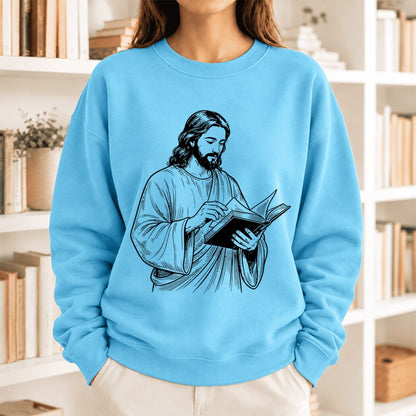 Reading Jesus Softstyle Sweatshirt | Inspiring Reader Gift Sky