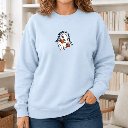 Read More Book Crewneck Sweatshirt | Halloween Reader Gift Light Blue