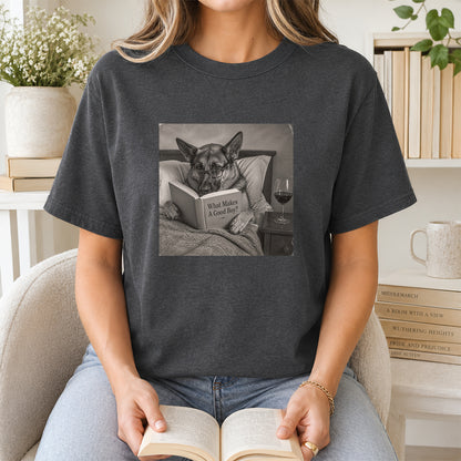 What Makes A Good Boy Printed T-Shirt | Cozy German Shepherd Mom Reader Gift Dark Heather