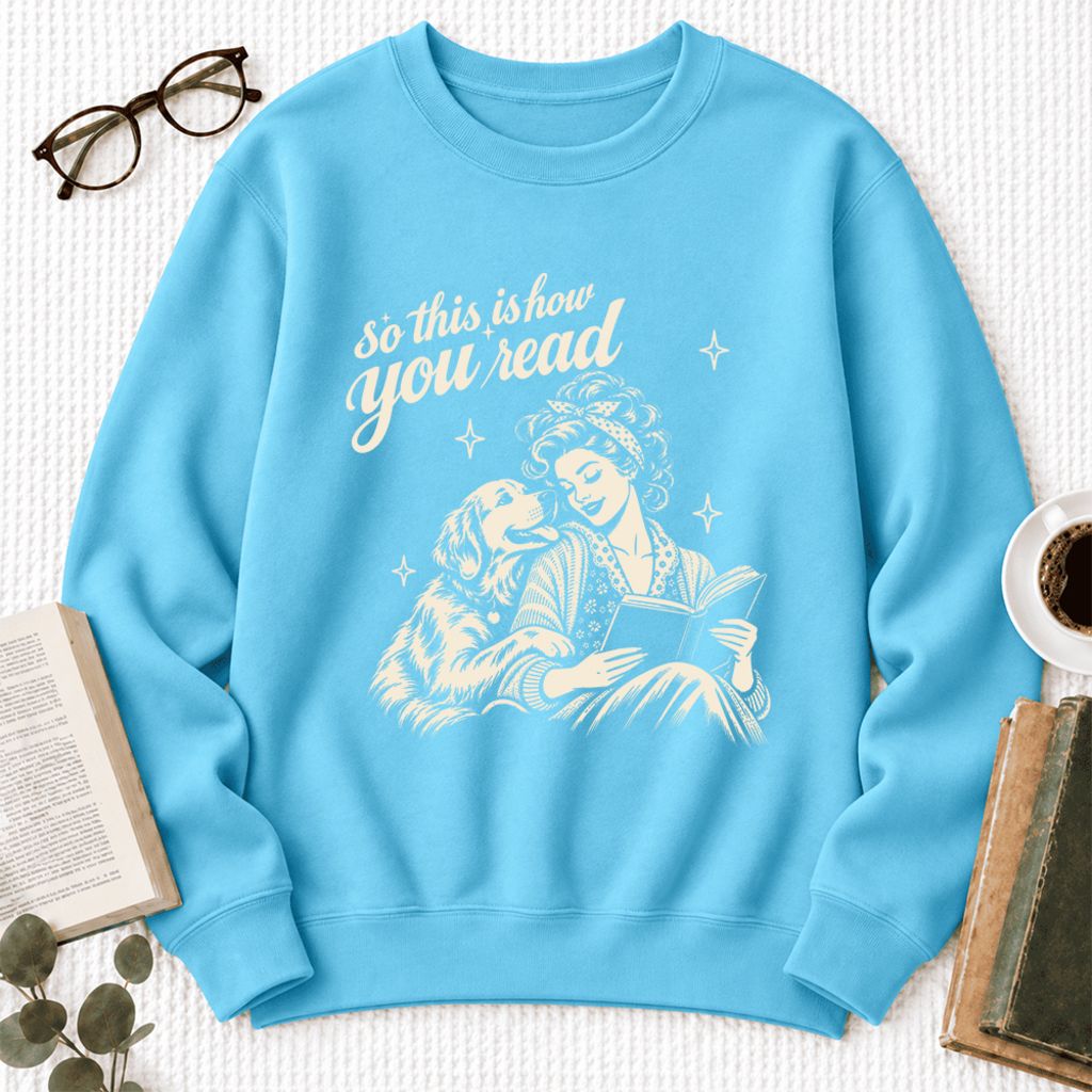 How You Read Golden Retriever Softstyle Sweatshirt | Dog Mom Reader Gift Sky