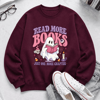 Read More Books Printed Sweatshirt | Halloween Book Lover Gift Maroon