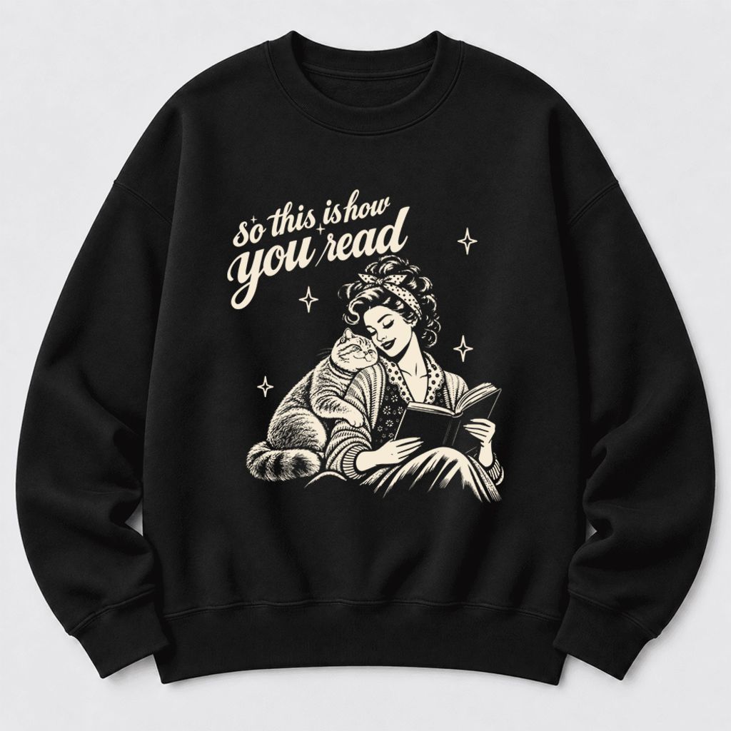 How You Read British Shorthair Softstyle Sweatshirt | Cozy Book & Cat Lover Gift Black