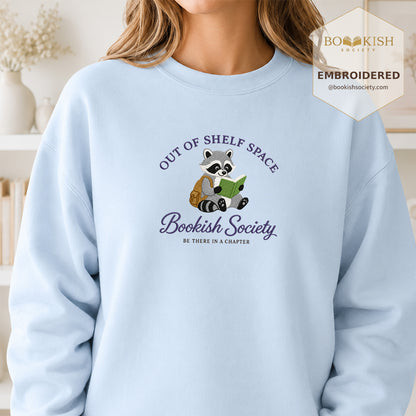 Funny Raccoon Embroidered Sweatshirt | Reader Gift Light Blue