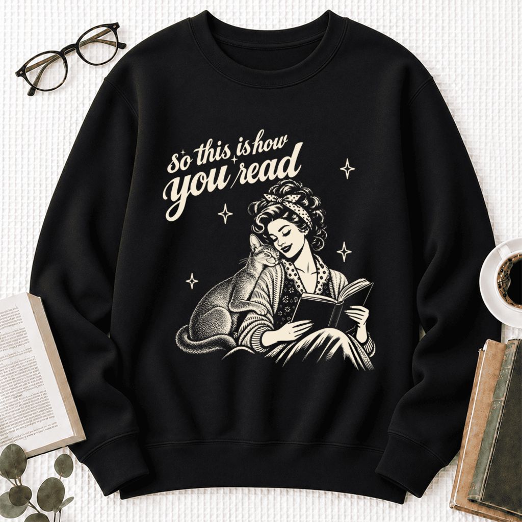 How You Read Abyssinian Softstyle Sweatshirt | Cozy Cat Lover Reader Gift Black