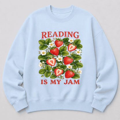 Reading Is My Jam Crewneck Sweatshirt | Reader Gift Light Blue