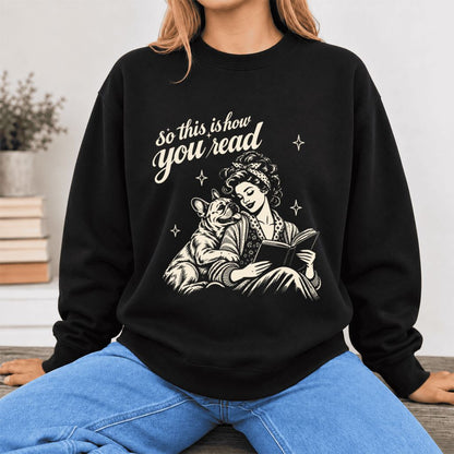 How You Read French Bulldog Softstyle Sweatshirt | Cozy Dog Mom Reader Gift Black