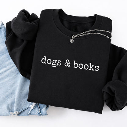 Dogs & Books Softstyle Sweatshirt | Dog Lover & Reader Gift Black