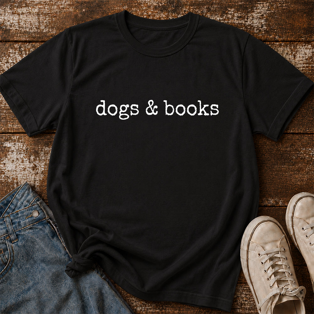 Dogs & Books Sport Cotton T-Shirt | Dog Lover & Reader Gift Black