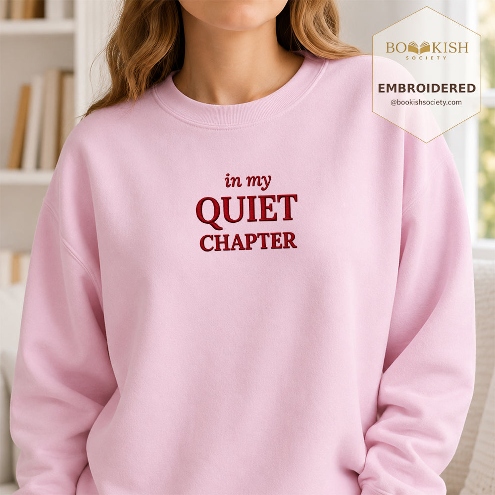 In My Quiet Chapter Embroidered Sweatshirt | Reader Gift Light Pink