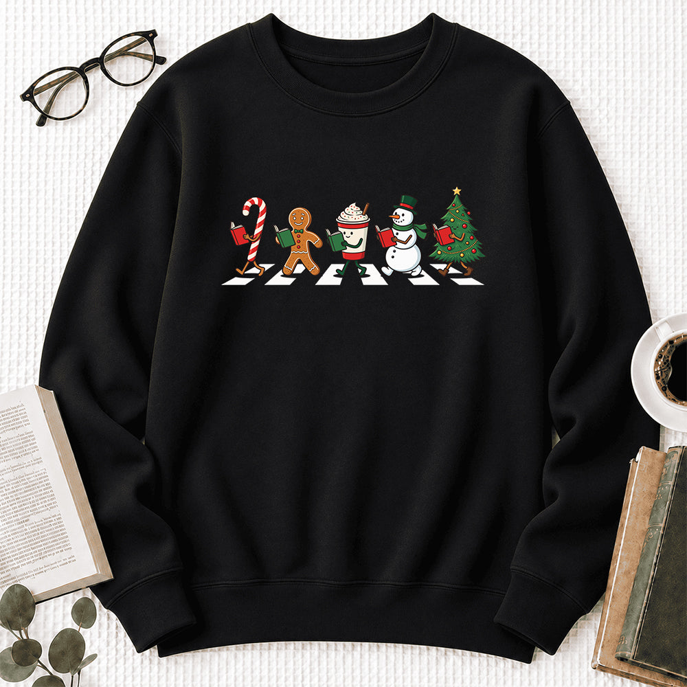 Christmas Reading Parade Softstyle Sweatshirt | Christmas Gift For Readers Black